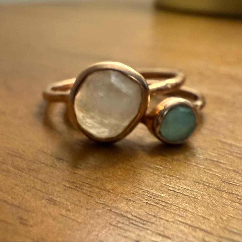 Monica Vinader Rose Gold Siren Stacking Rings Size 7.5